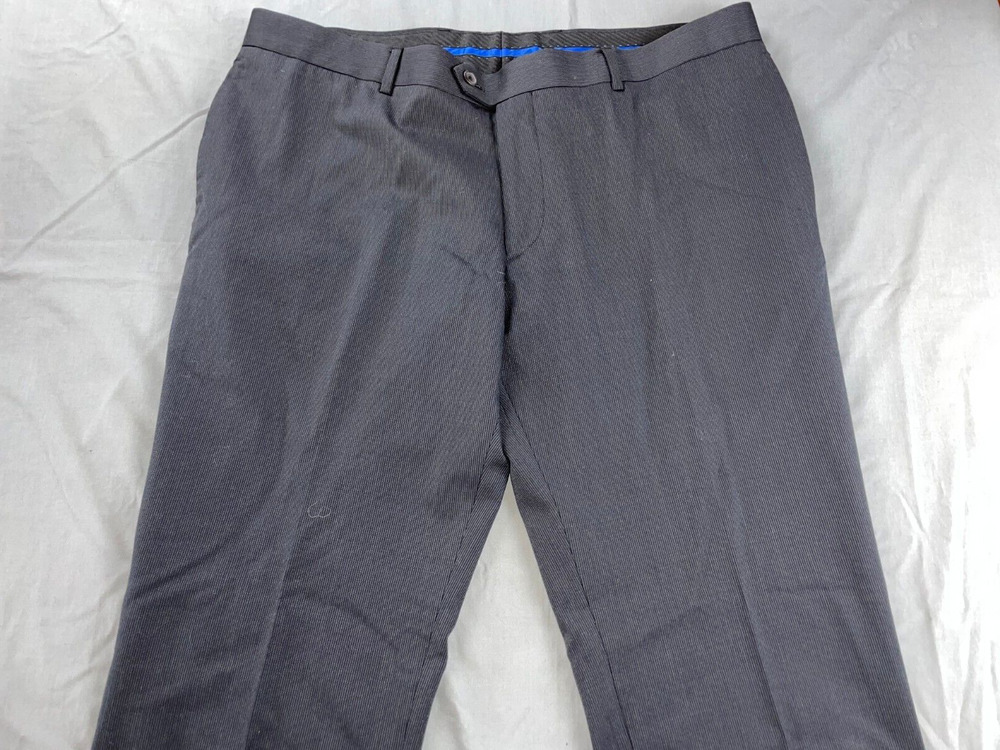 Egara Flat Front Poly-Wool Dress Pants, Slacks. Black Stripe, Men's 40X32.5. EUC